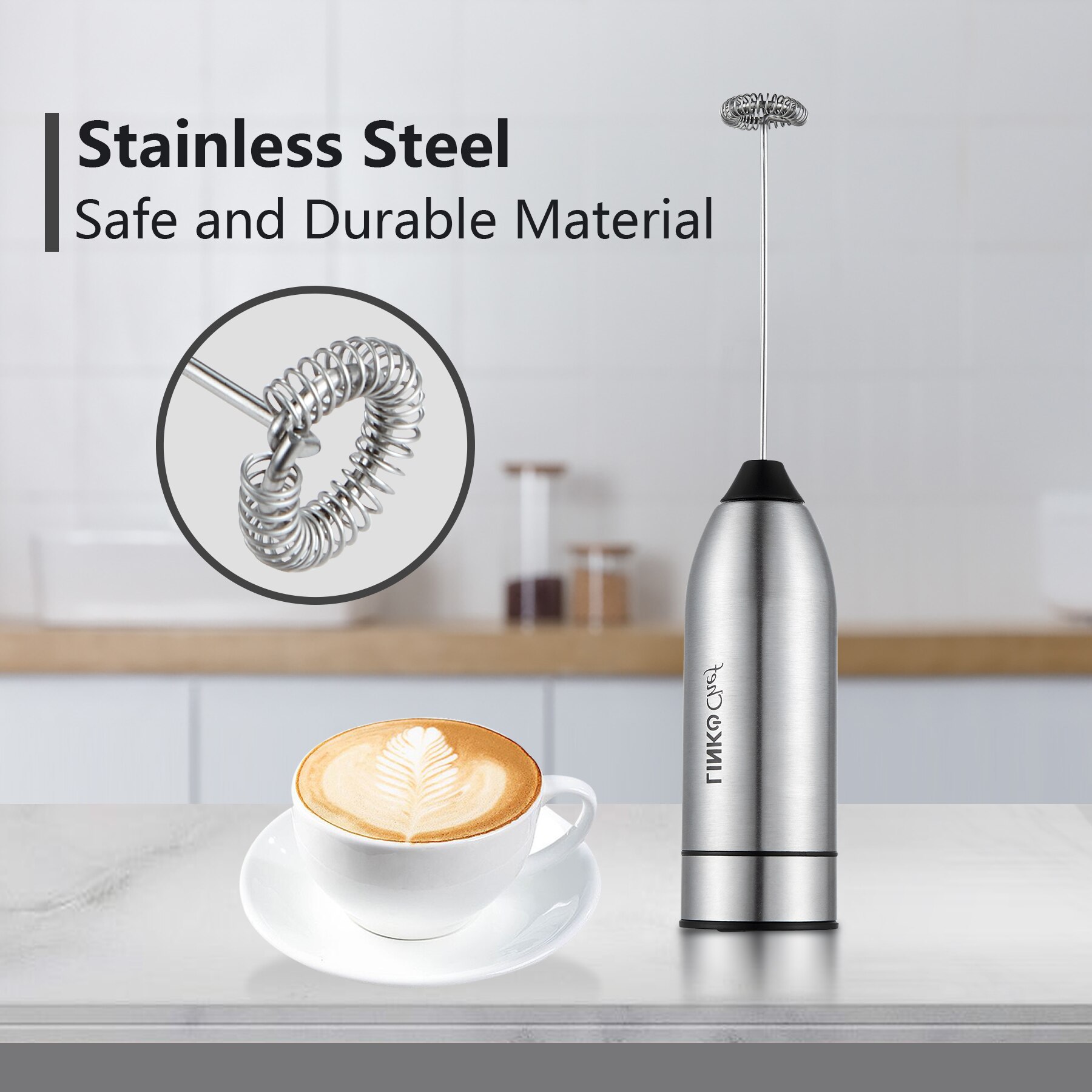 Mini Espumador de leche eléctrico de mano, vaporizador de acero inoxidable para café, capuchino, Latte, Matc, funciona con batería