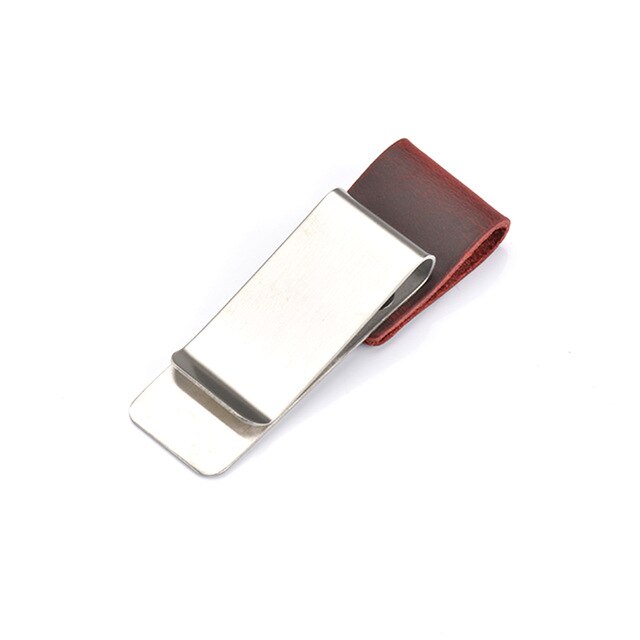 Stainless Steel & Leather Pen Clip Metal Pen clip Crazy horse/Wax leather series Accessories of Traveler's Notebook: Wine red