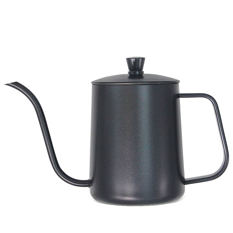 Straight Hand Punch Pot 600ml Black Teflon Steel Handle 304 Stainless Steel Fine Mouth Pot Coffee Matching Special Pot