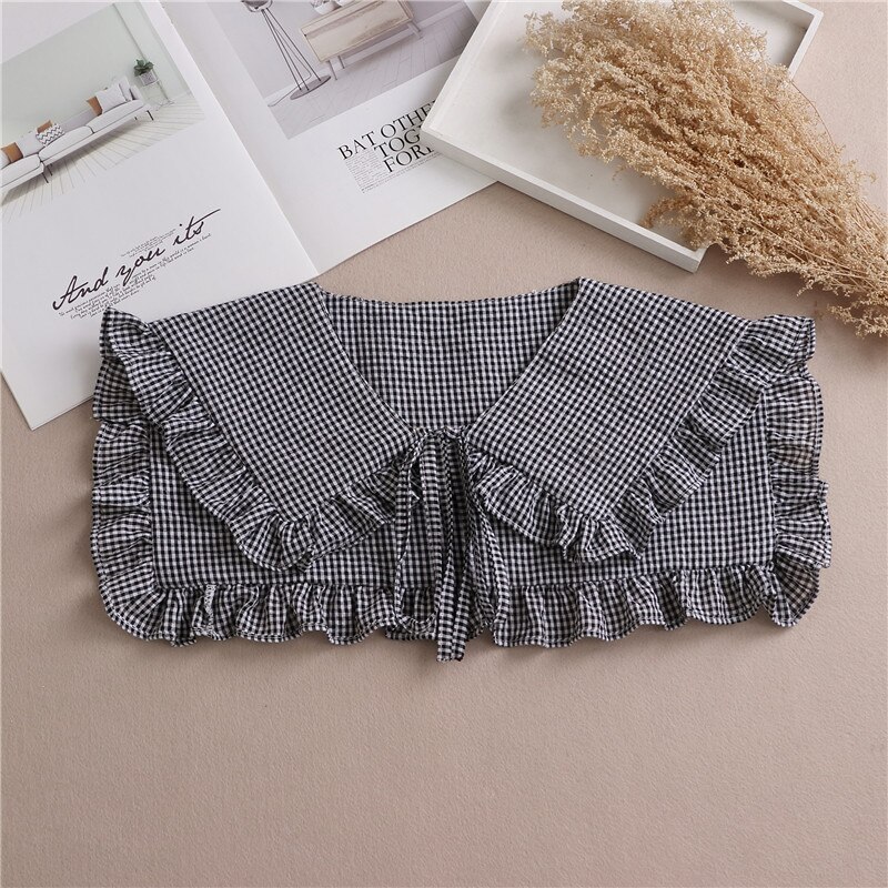 Sitonjwly Vrouwen Afneembare Revers Nep Kraag Schattige Pop Ruches Lace Revers Down Valse Kraag Half Shirt Blouse Tops Accessoires: Default Title