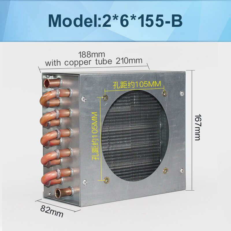 1 stücke Kondensator klimaanlage Kühlschrank Mit Gefrierfach Kondensator mit Fan Shell Kupfer Rohr Aluminium Ausrüstung Wasser kühlung: 2x6x155 B / with joint
