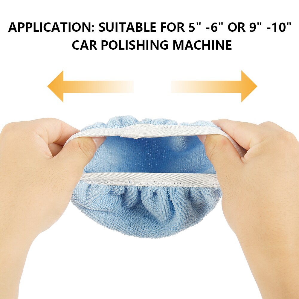 Car Polishing Bonnet Buffer Pad Microfiber Bonnet Polisher Pad Cover for Car Paint Care 5-6" 9-10" 2 Sizes