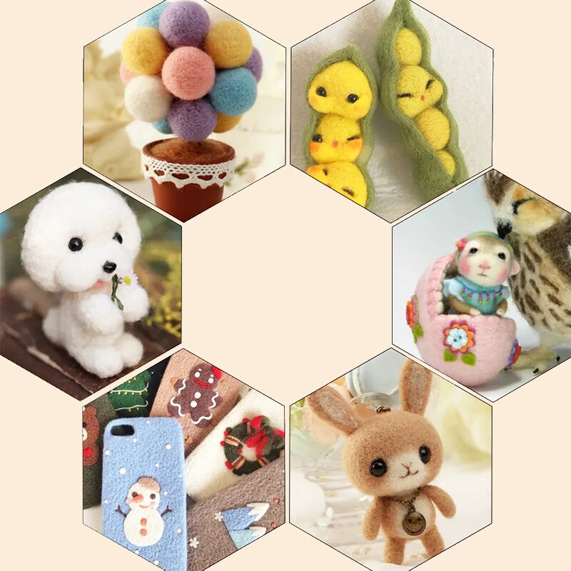 Fenrry DIY Felting Tools Handmade Felt Kit with Needle Craft Kit Scissor Awl Wool Felting Weaving Needlework Spinning Tools