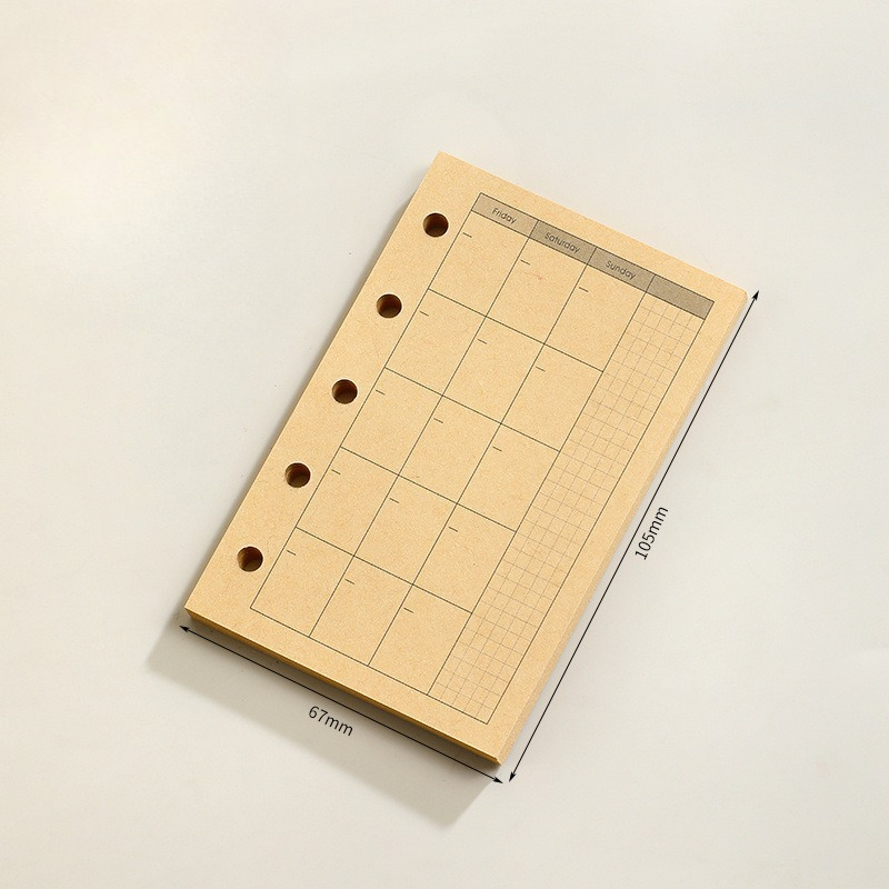 M5 løse ark notatbok refill spiralperm innvendig side rutenett blank linje dagbok agenda planlegger skoleartikler: Klar