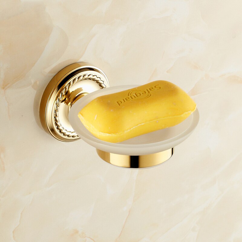 Badkamer Accessoires Bad Hardware Set Gouden Kleur Toiletrolhouder Handdoekenrek Tissue Houder Bekerhouder Gewaad Haak HJ-1300K: Soap dish