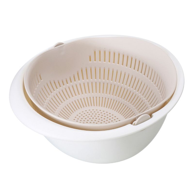 Kitchen Fruit Storage Basket Multi-Function Double-Layer Fruit Basket Vegetable Cleaning Drain Basket Kitchen Storage