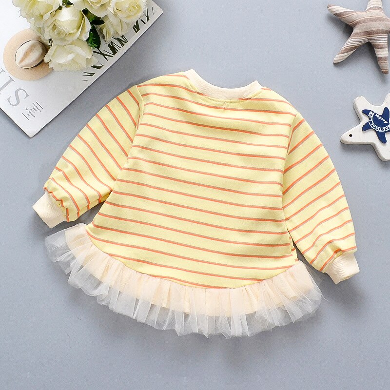 Meisjes Trui Voor 6 Maanden-3 Jaar Oud Prinses Kinderen Lange Mouwen Gestreept O-hals Cherry Borduurwerk Zoete mesh Zoom Top