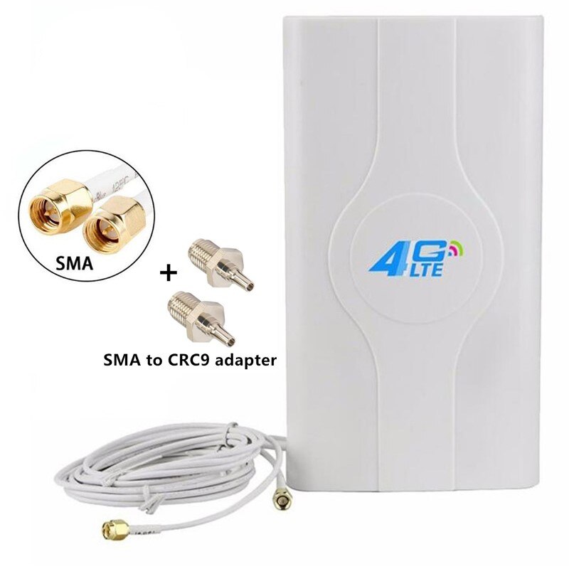 JX Antemma 3G 4G LTE omni Panel antenna 700~2600mhz 88dbi Dual cable antenna SMA TS9 CRC9 for 3G 4G Modem Router: Add CRC9 adapter