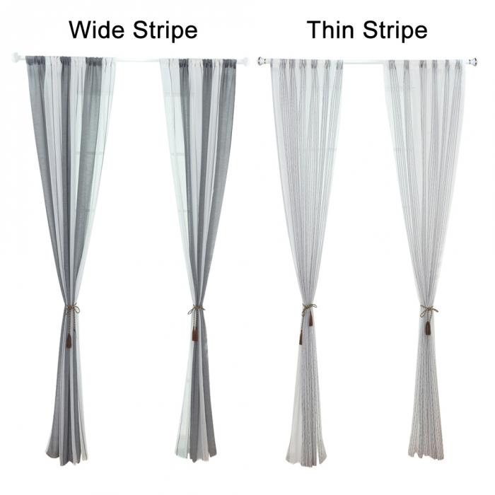 Écharpe de panneau pur de balcon en gaze | Beau rideau uni doux Simple rayé pour chambre à coucher, porte fenêtre de décoration de la maison https://www.aliex