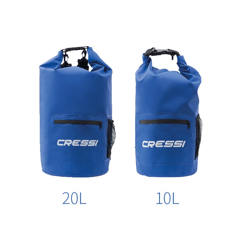 Cressi 10l 20l dry bag vattentät dykutrustning väska dyk snorkling simning drifting bag med dragkedja fram