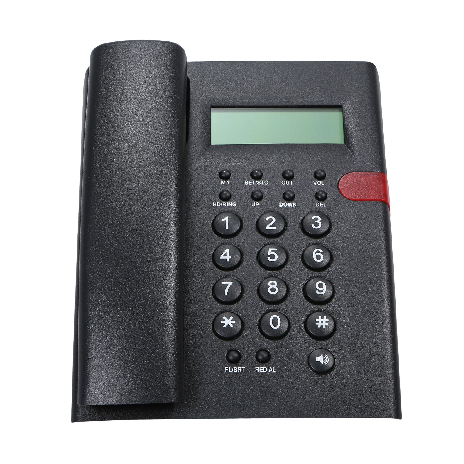 Teléfono fijo sin batería de escritorio con identificación de llamadas, pantalla LCD ajustable, brillo, línea telefónica de EE. UU.: Negro