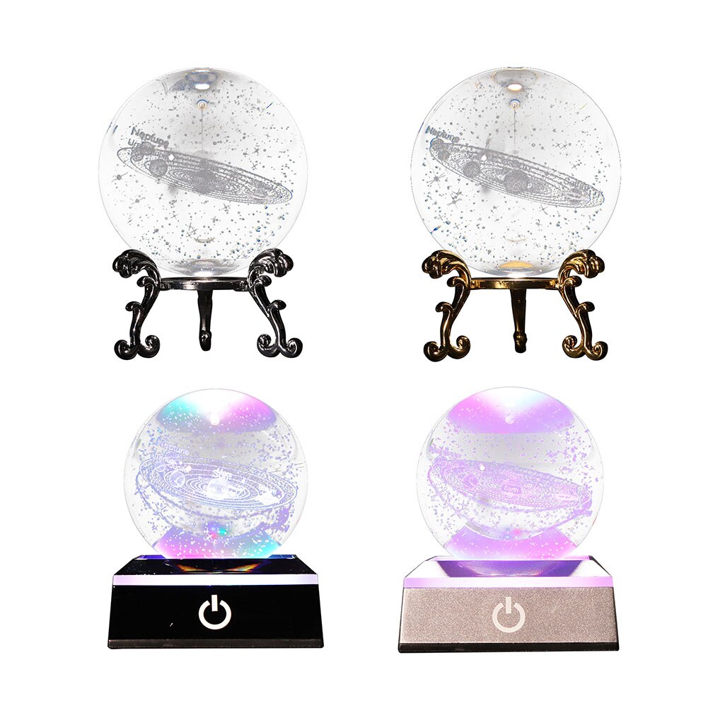 Crystal Ball Solar System Sun System Ball with LED Light Planets Constellation Ornaments Collection Home Decor