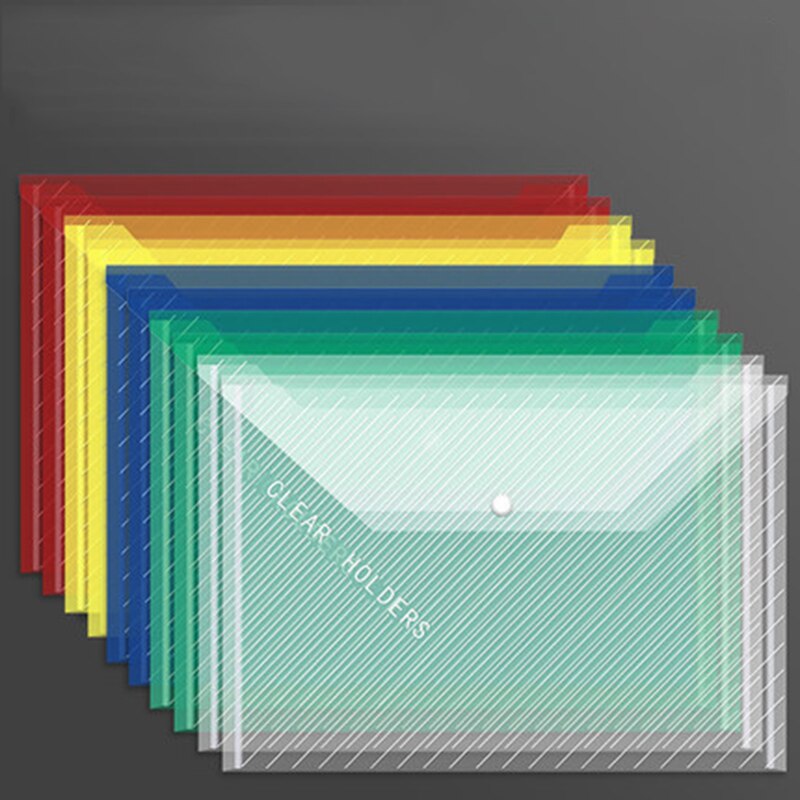 10 thickened transparent PP waterproof document envelopes with snap-on document pockets