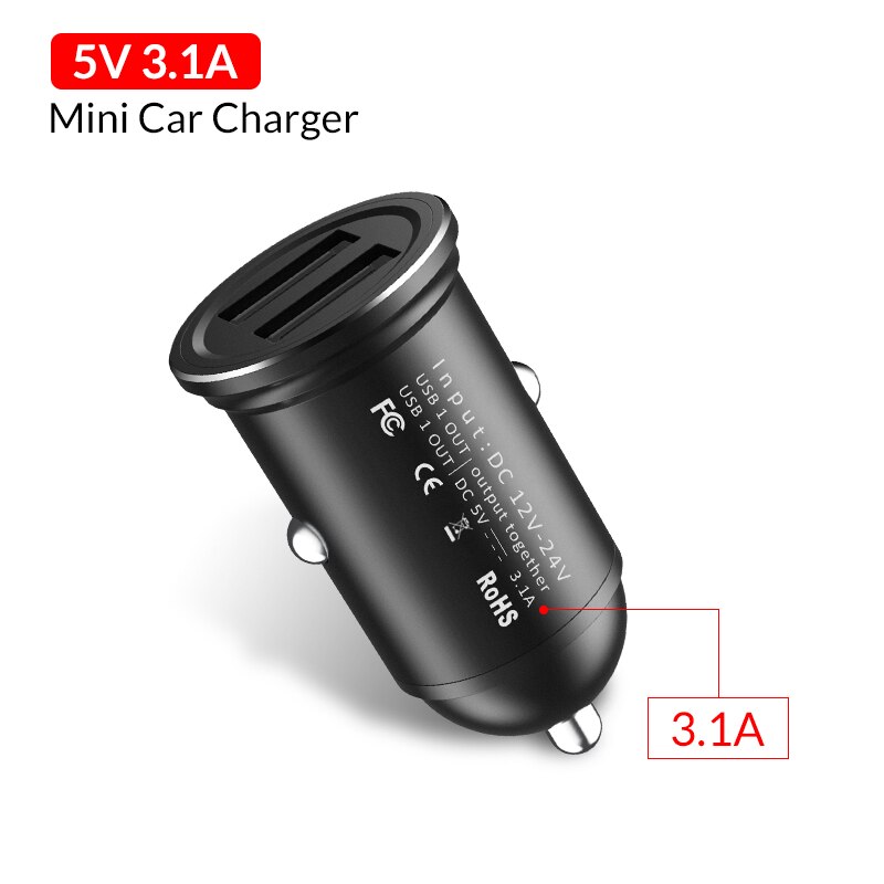 Topk Mini Usb Car Charger Voor Iphone Xiaomi Mobiele Telefoon Tablet 3.1A Snel Opladen Dual Usb Auto-Oplader Adapter in Auto: Default Title