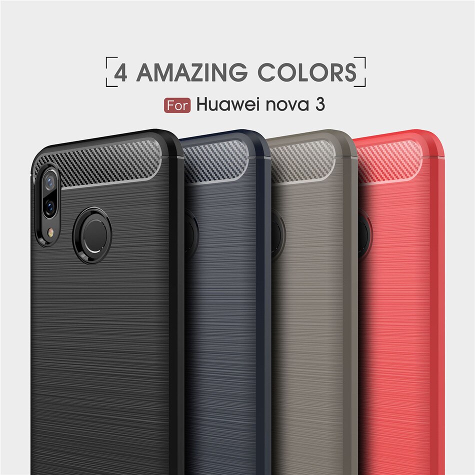 Siliconen Case Voor Huawei Nova 3 3i Nova 3E Shockproof Gemonteerd Carbon Fiber Soft Tpu Telefoon Cover Voor Huawei Nova 3i Case