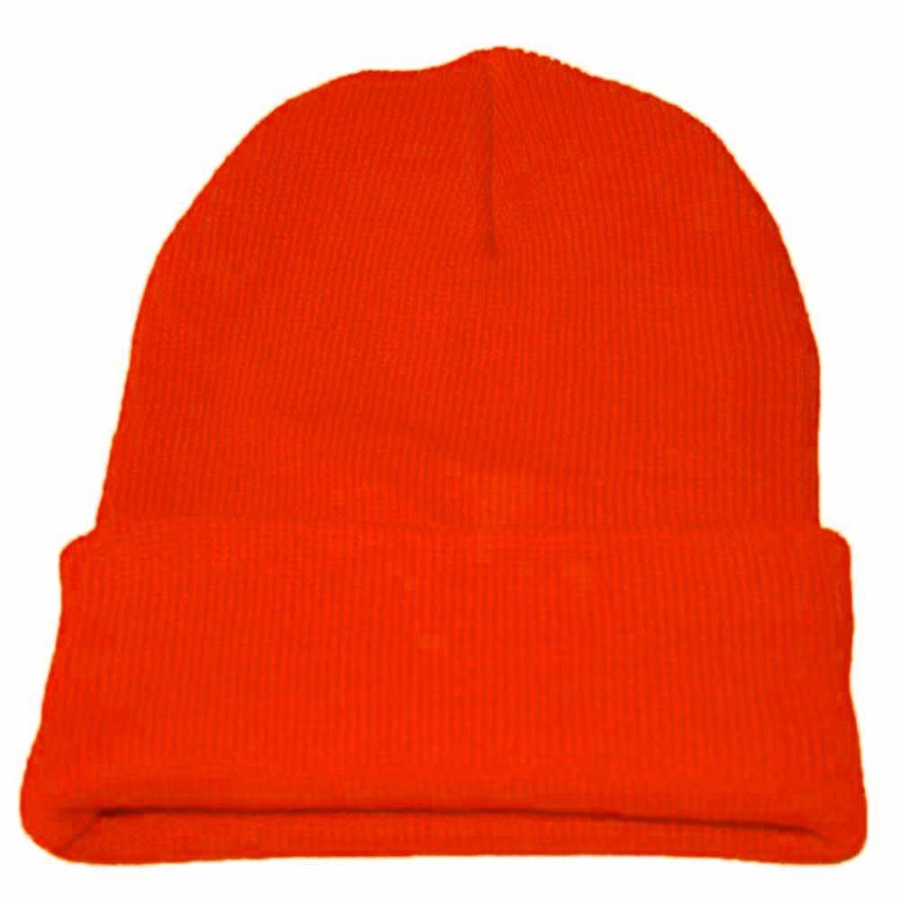 Bonnet en tricot pour homme et femme, Baggy, surdimensionné, couleur unie, style Hip Hop, garçon et fille, collection hiver: Orange 