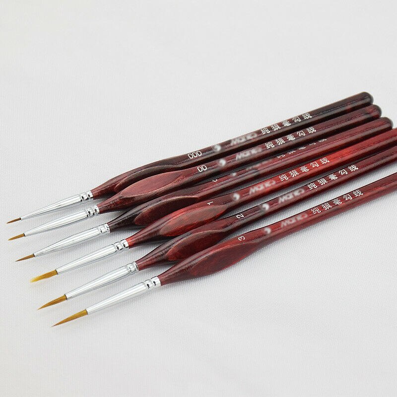 6PCS Pro Artist Miniature Paint Brush Set 000, 00, 0, 1, 2, 3 Art Model Maker