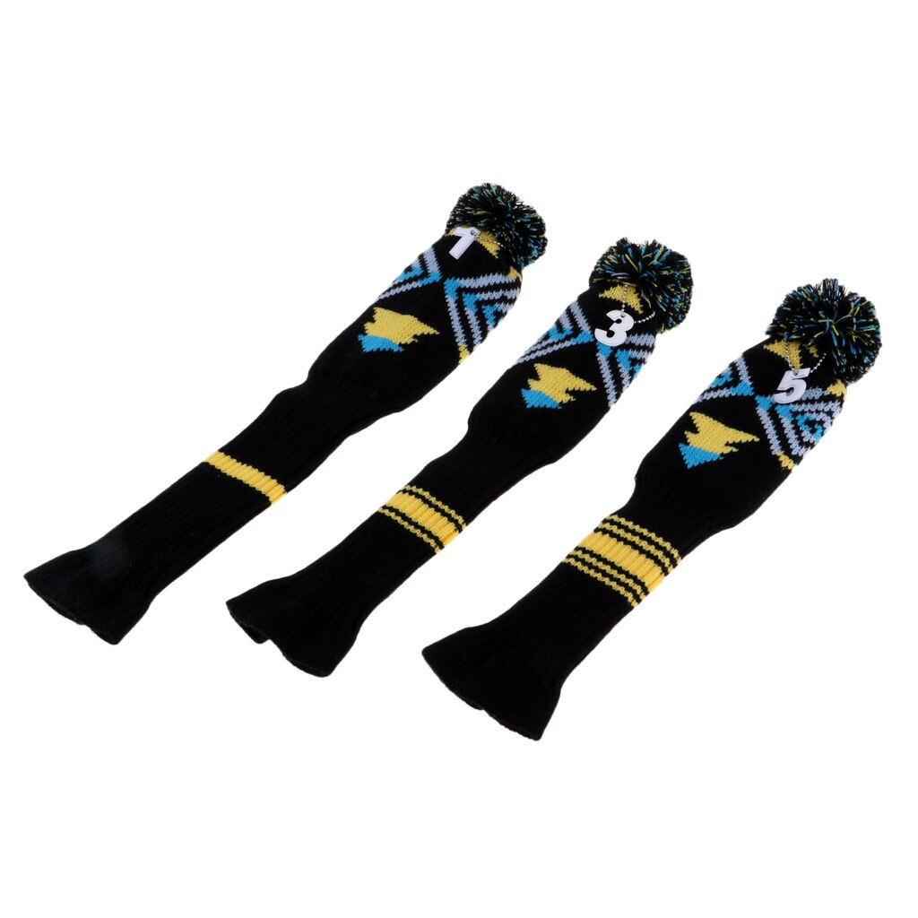 3Pcs Golf Club Driver Head Cover Pom Pom Golf Hoofd Covers Headcover Beschermhoes Geen. #1 #3 #5 Gebreide Sokken: Color B