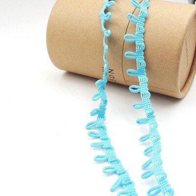 3Meters 14mm Nylon Stretch Back Collar Buttons Tabs Elastic Loop Trim Tiny Round Lace Ribbon For Wedding Dress Button Buckle: SkyBlue