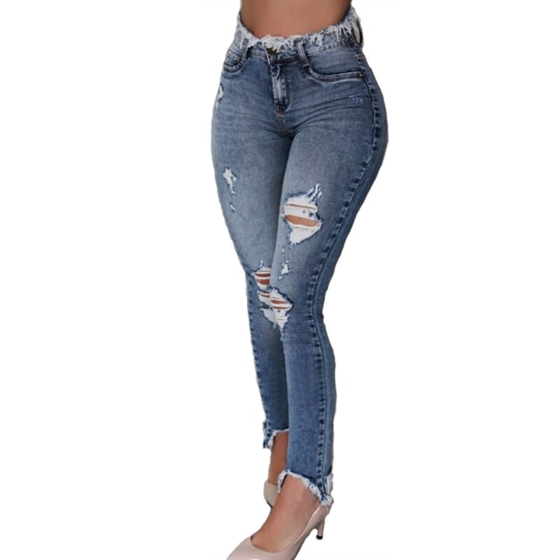 VERTVIE Frauen Stretch Ripped Distressed Dünne Hohe Taille Denim Hosen Jeans Hosen Dünne Jeggings Laides Frühling Herbst Tragen: L