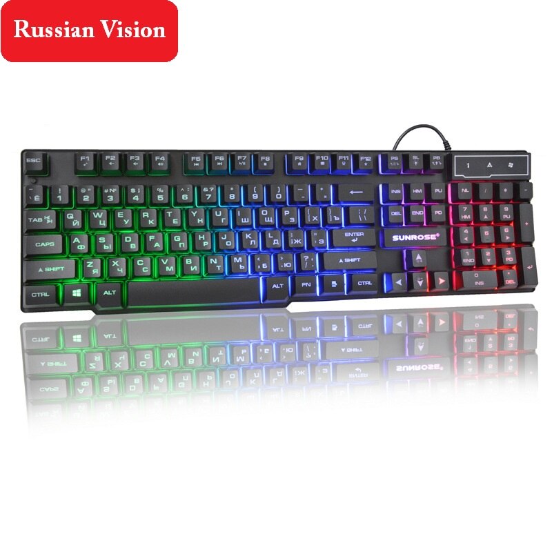 Wired Gaming Combos Keyboard Mouse Earphone 104 Suspended Keycaps Russian English Layout 2400DPI Wired Mouse Earphone for Gaming