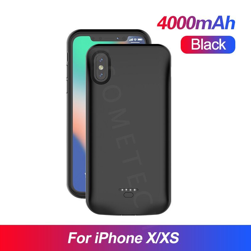 5500Mah Batterij Oplader Voor Iphone 5 5S Se 6 6S 7 8 Plus Pover Bank Oplader case Voor Iphone X Xs Xr Xs Max Externe Batterij: Black X XS