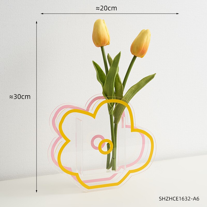 Vase en acrylique Transparent, décoration nordique, décoration de Table pour la maison, salon, chambre à coucher, décoration de bureau,
