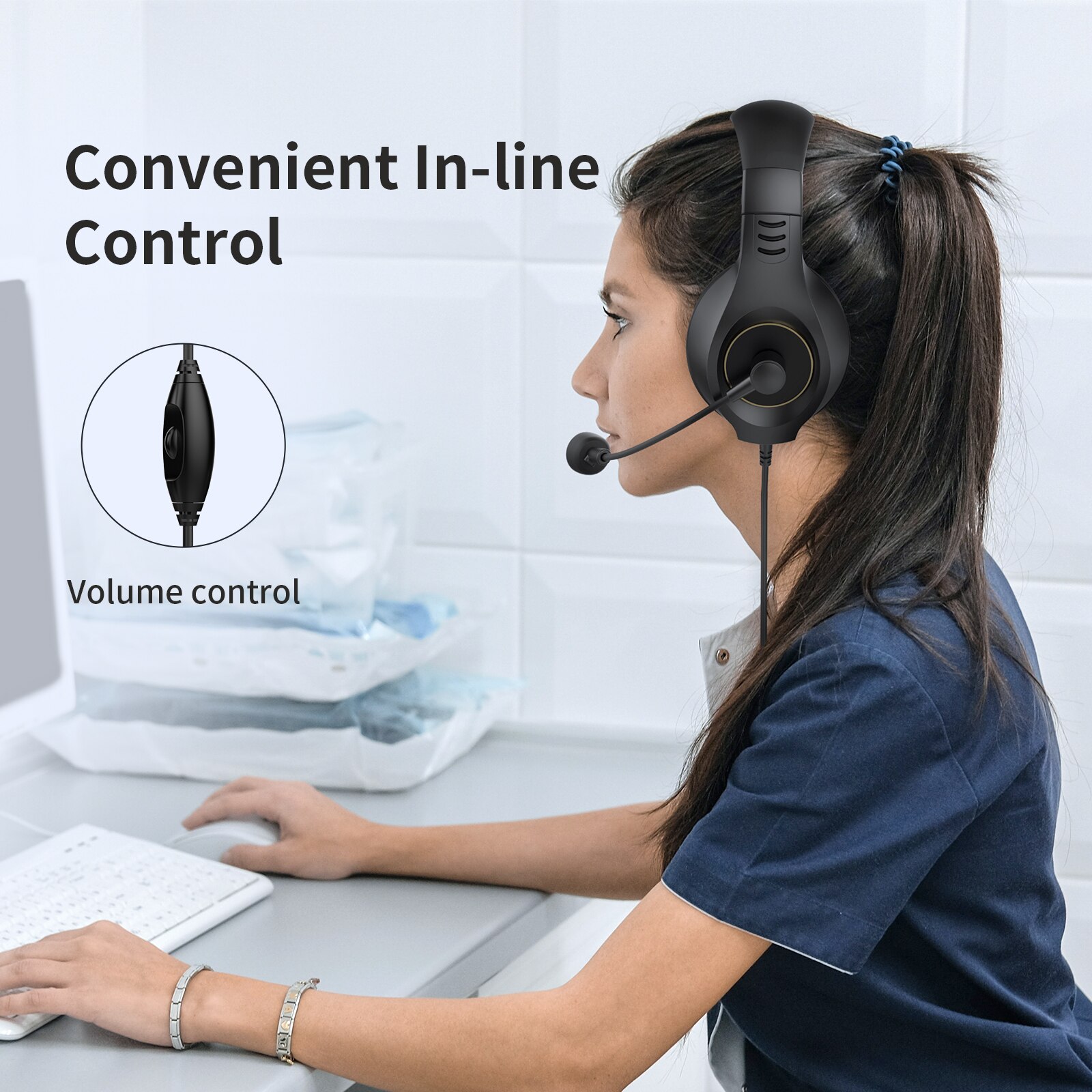 Somic kabelgebundenes stereo-headset mit mikrofon für computer, kopfhörer mit lautstärkeregelung, software für callcenter und geschäftsarbeit ( e50 neueste modelle).