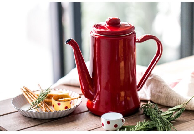 Emaille verdickt wasser wasserkocher retro kreative Nachahmung keramik teekanne kaffeekanne Filter bildschirm kalten wasser Tee topf krug 1.1L