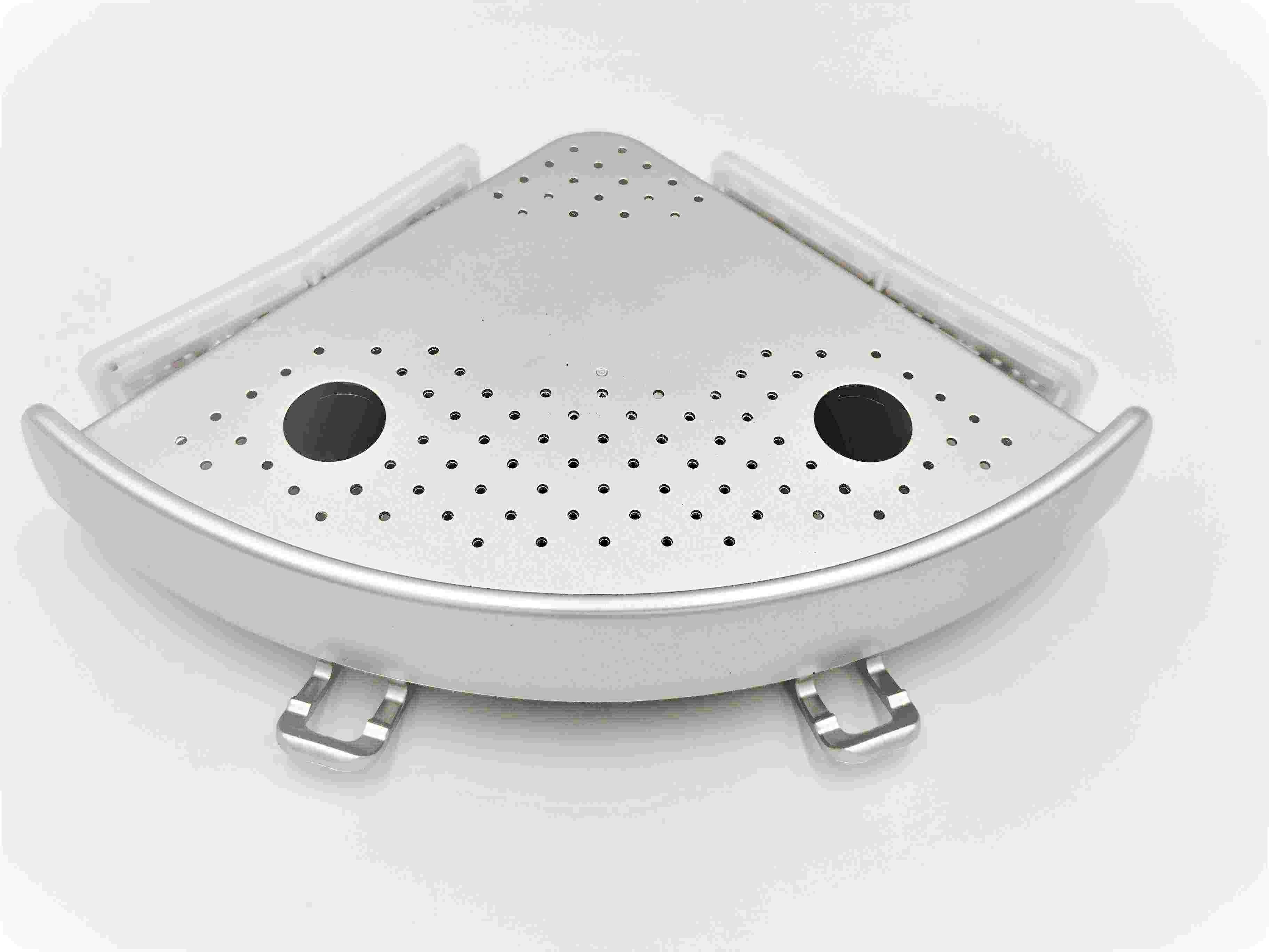Badkamer Douche Plank Multifunctionele Hoek Opbergrek 2 Haken Voor Handdoek Opknoping Shampoo Houder Zuig: Zilver