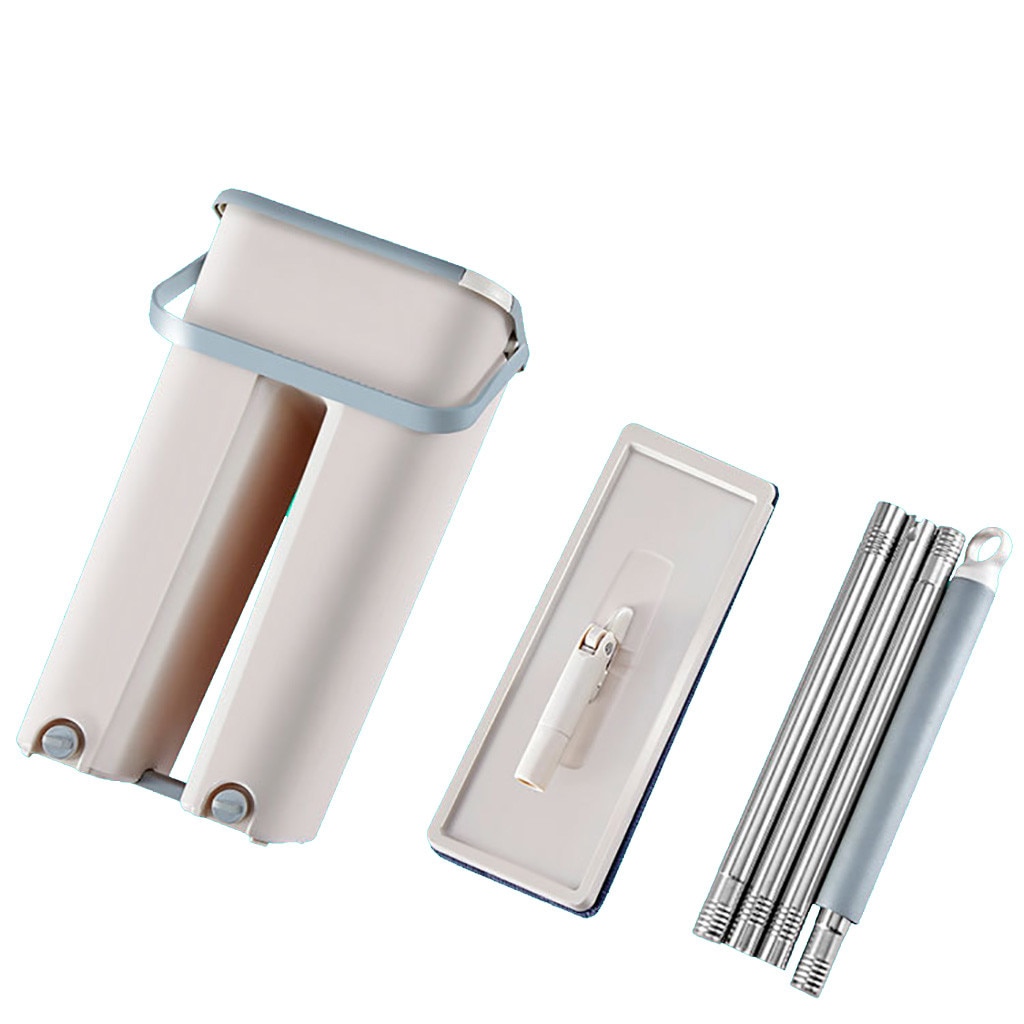 Exprimidor plano, trapeador automático mágico y cubo, para evitar lavarse las manos, paño de limpieza de microfibra, para cocina, piso de madera, mopa