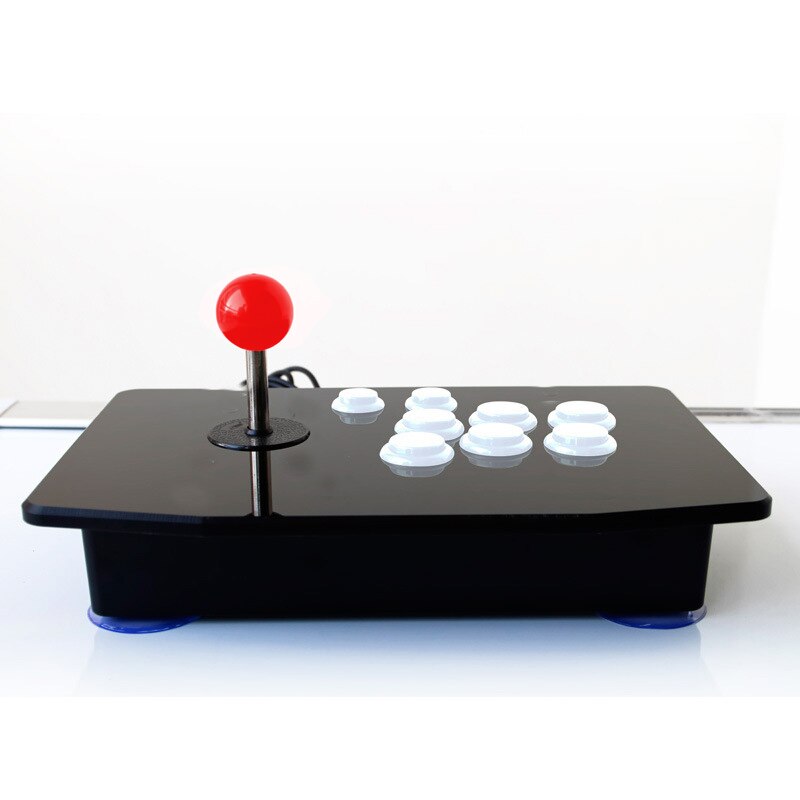 8 knappar akryl nollfördröjning arkadkamp usb trådbunden datorspel joystick spel rocker controller för pc stationära datorer: Vit