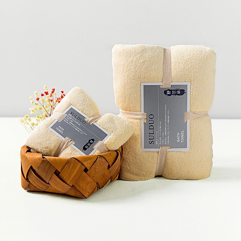 Adulte absorbant ensemble de serviettes de bain chaîne tricoté polyester brocart corail polaire serviette de bain hôtel serviette serviette de bain: Milky white