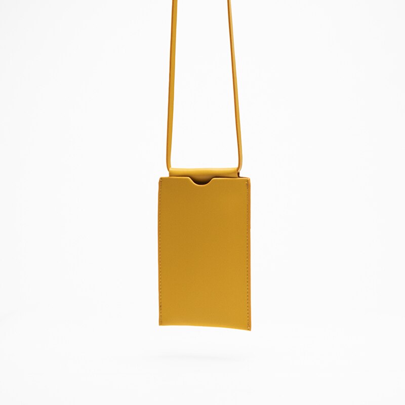 Woman Mint Green PU Leather Single Strap Casual Soft Can Hold On Phone Messenger Crossbody Bags Q001: yellow