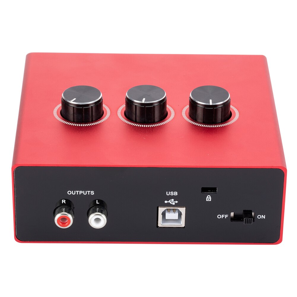 AU11-R Portable Audio Interface Card Converter Mixer External USB Sound Card for Studio Recording Microphone Live