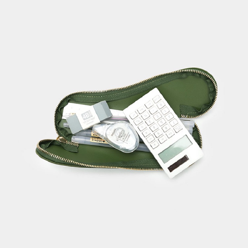 Astuccio per matite in pelle PU di moda con cerniera piccola custodia per trucco sottile porta penne sottile portamonete