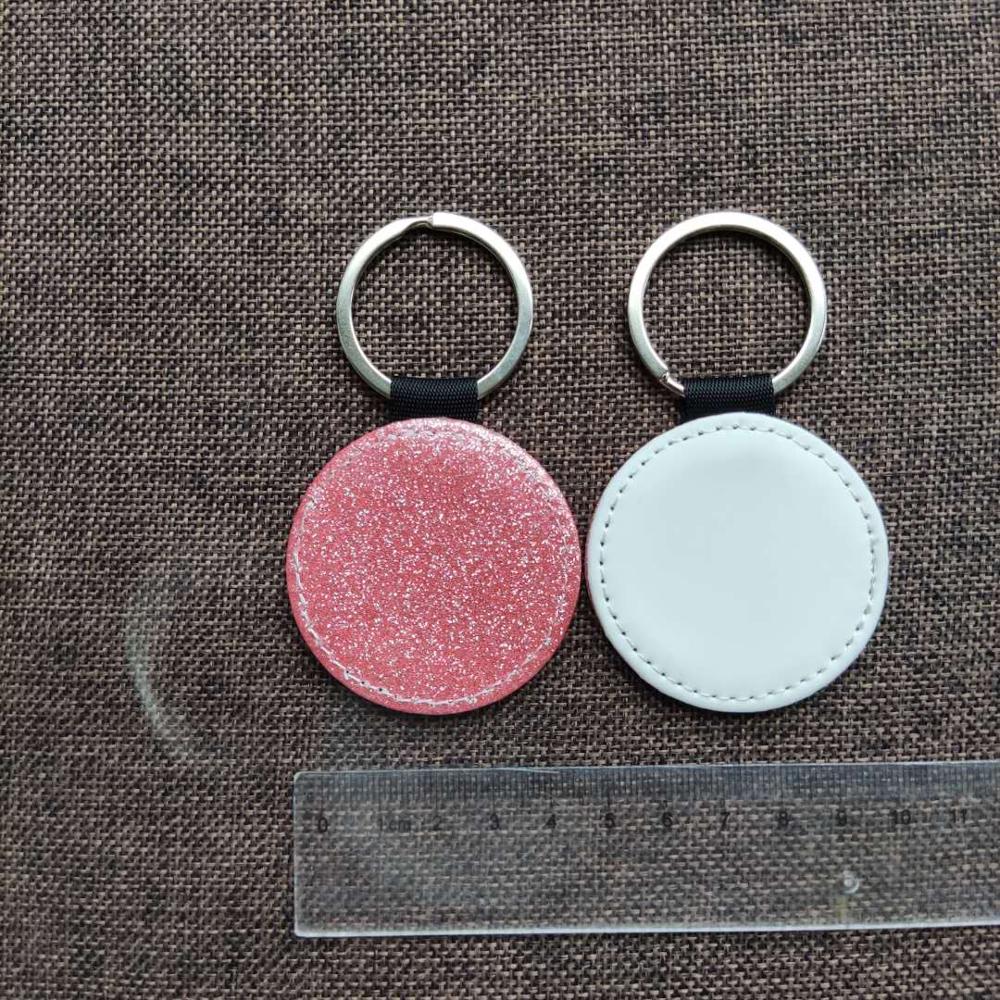 Gratis Shipping10pcs Leeg Sublimatie Bling Lederen Hanger Tags Sleutelhangers Diy Afdrukken Sublimatie Inkt Transfer Papier Afdrukken: Pink Round
