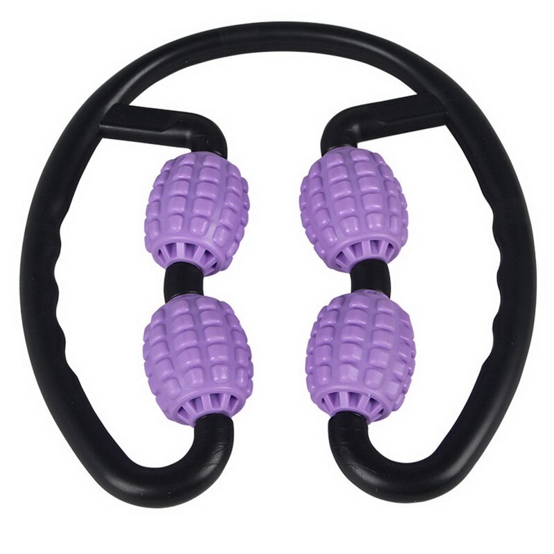 U Shape Point Massage Roller for Arm Leg Neck Muscle Tissue for Fitness Gym Yoga Pilates Sports 4 Wheel: Purple