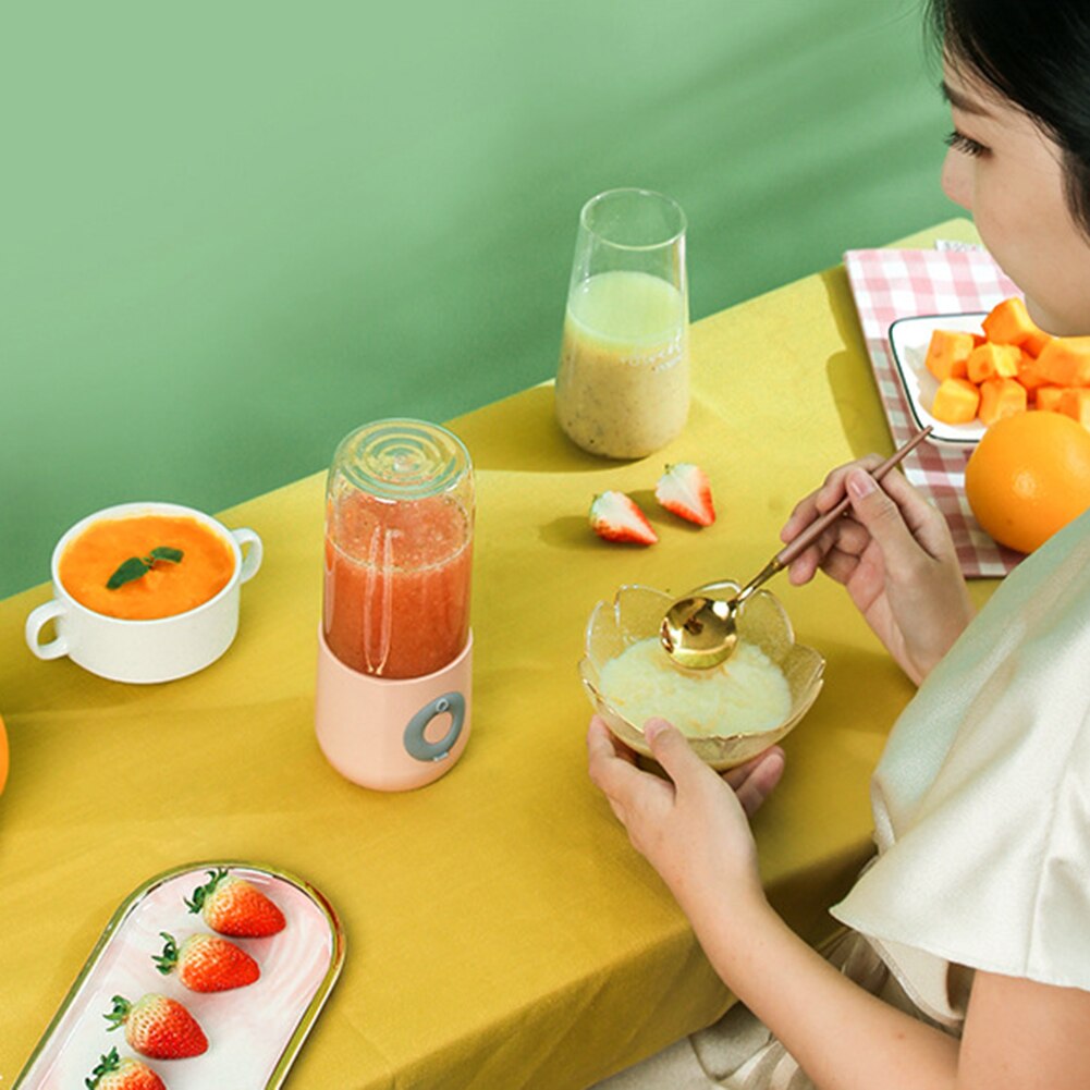 Licuadora portátil recargable por USB, procesador de batidos eléctrico, máquina exprimidora de frutas Personal de mano, 500ml