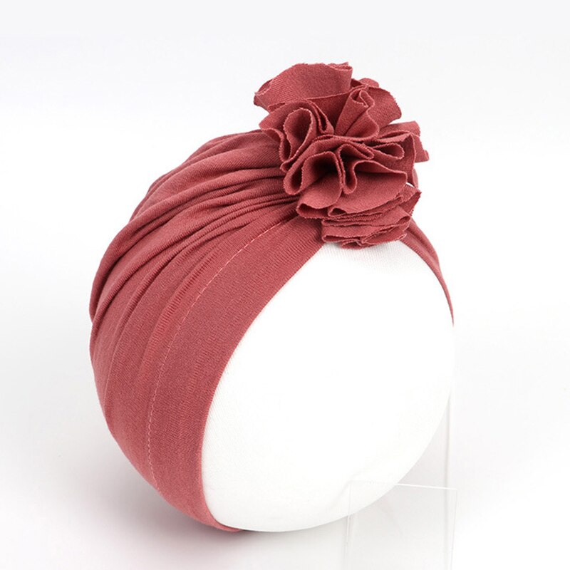 16 farver baby pandebånd turban blomster piges hår tilbehør til børn blød turban hårbånd pandebånd børn hovedbeklædning: Mørk lyserød