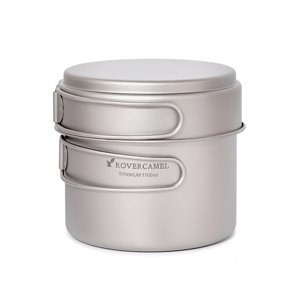 Ultralight titanium 1100ml pot 350ml frigideira panelas panelas ao ar livre acampamento piquenique conjunto de cozinha com alças dobráveis