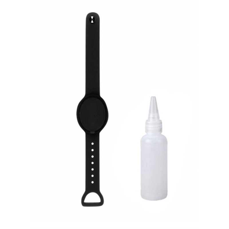 Silicone Wristband Hand Dispenser Sanitizer Bracelet Pumps Disinfectant Sanitizer Dispenser Bracelet: black B