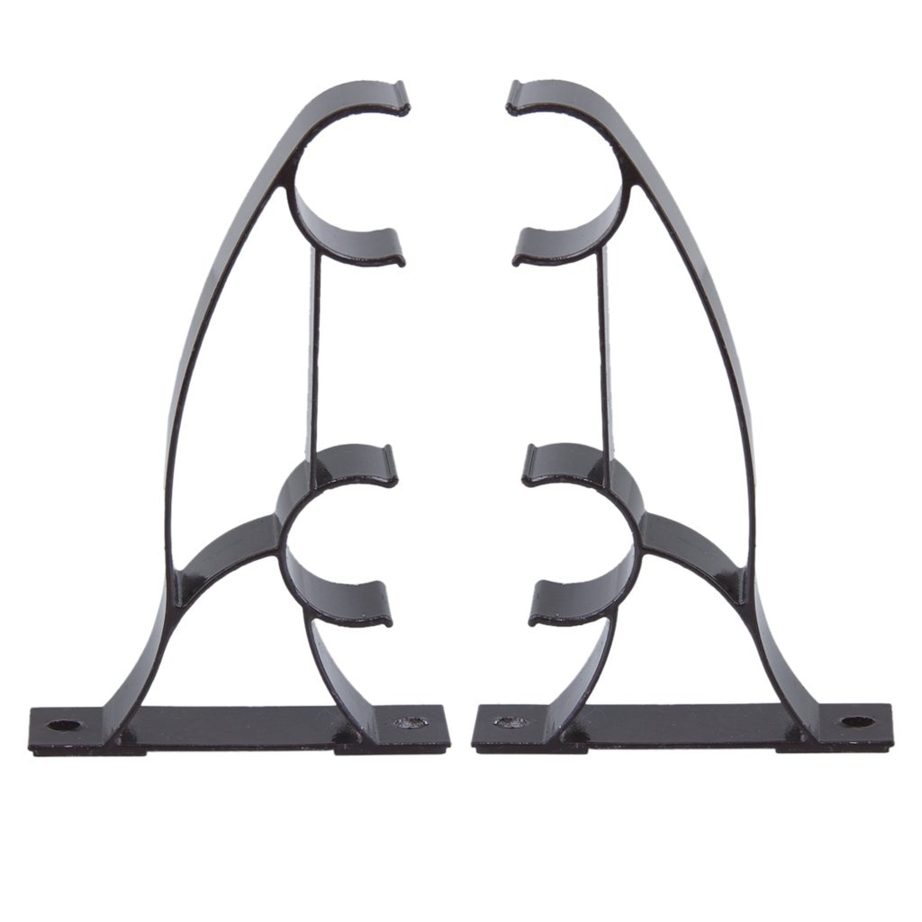 Aima 2 stk dobbelt gardinstangsstøtte til "metalstang -mørk kaffe