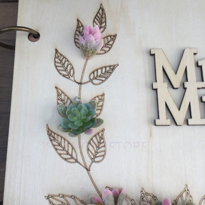 1 szt. Zdjęcie umieszczone z Pan pani symulowane sukulenty na wesele zaangażowane strona jako prezent podpis księga gości