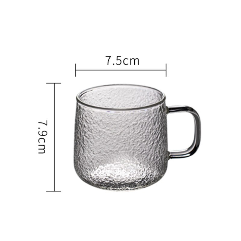 Heat Resistant Glass Coffee Mug with Lid and Spoon Office Silver Inlay Plum Blossom Teacup Transparent Hammer Pattern Milk Cup