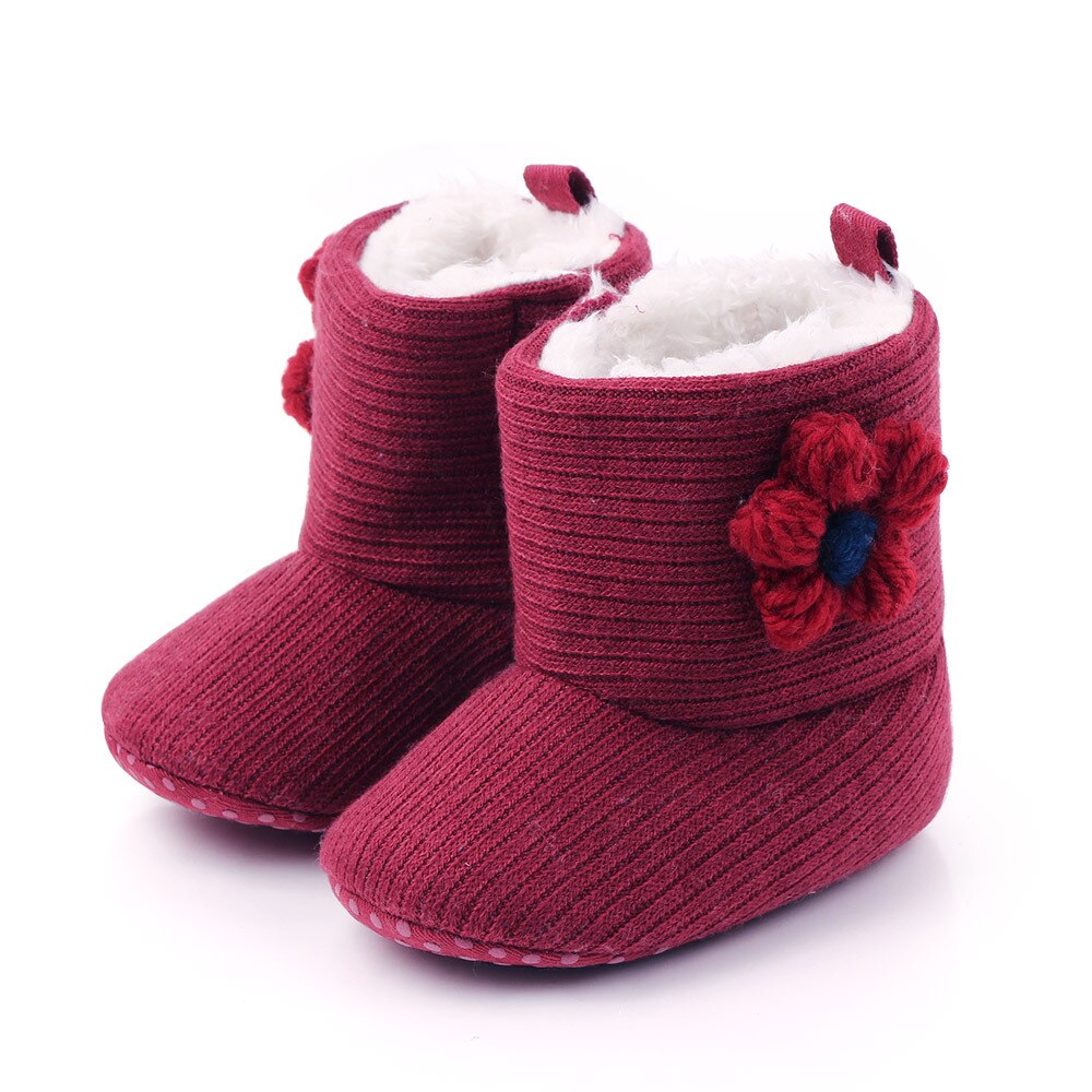 TongYouYuan invierno con piel pequeñas flores botas de nieve para niños tejer cuna bebé niños niñas Super mantener botas para niños pequeños