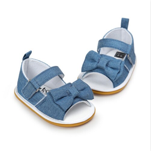 Sommar spädbarn flickor mjuk sula skor småbarn guld sandaler barn baby prinsessa 0-18m: Blå / 7-12 månader