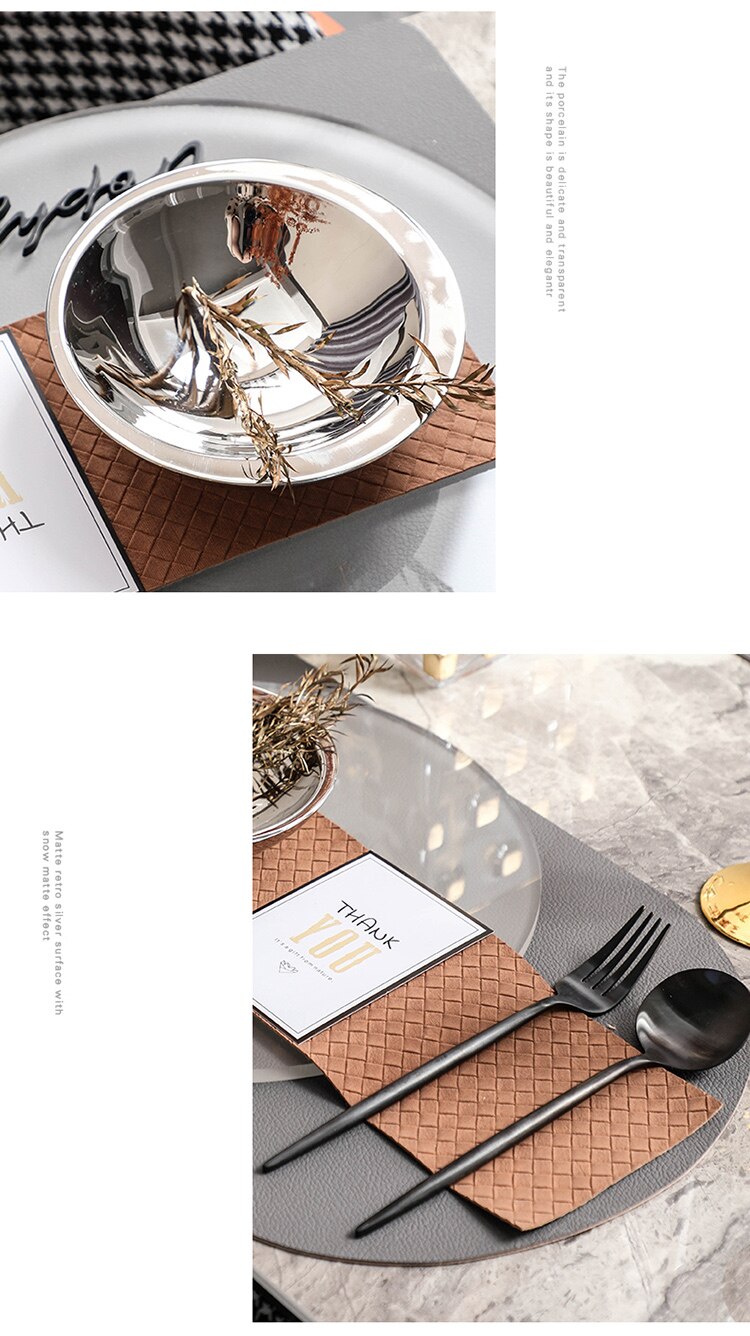 High End Restaurant Model Room Dining Table Setting Set Dinner Plate Round Acrylic Tray Mat Stainless Steel Bowl