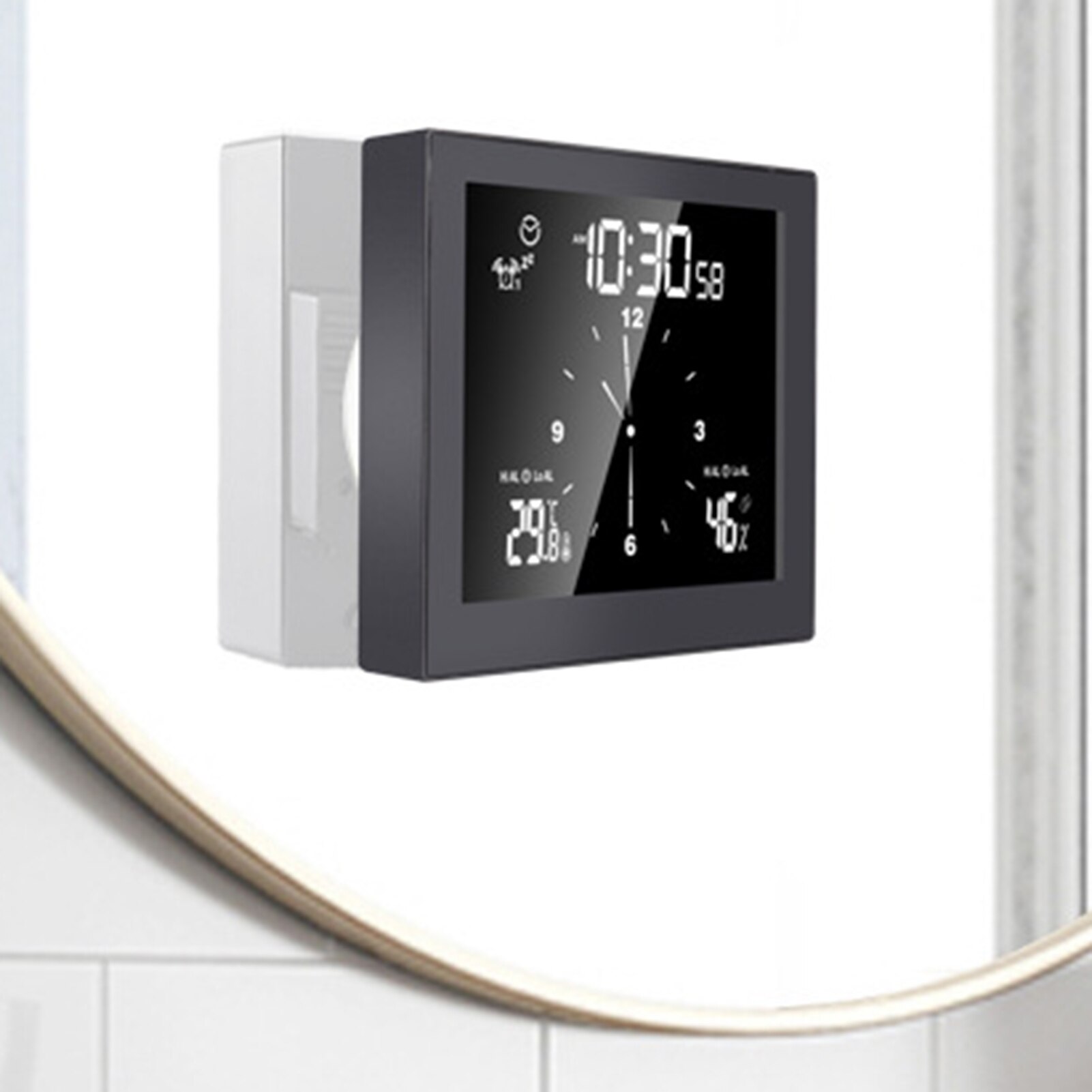 ,ulti Function Waterproof Suction Cup Stand Countdown Temperature Humidity Bath Digital Clock