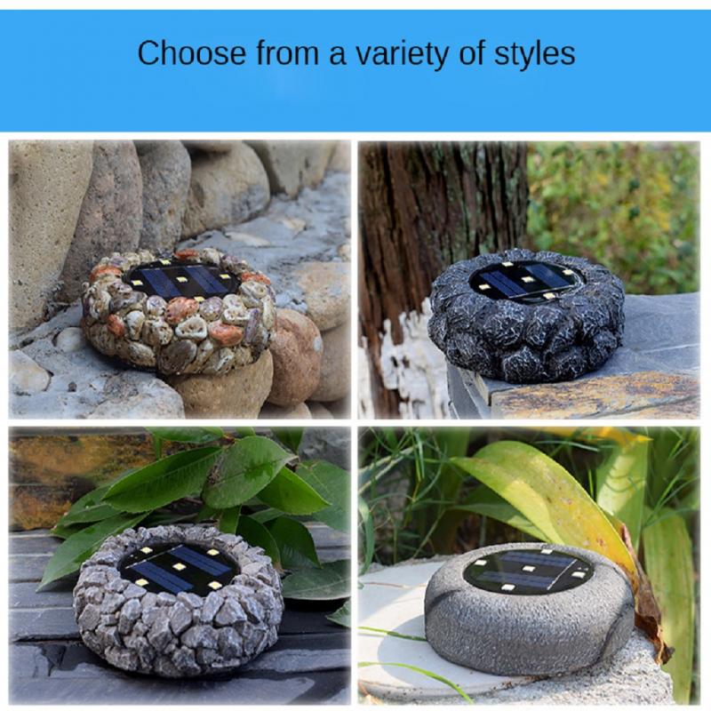 LED Solar Stone Lamp Outdoor Waterproof Simulation Stone Underground Light Solar Garden Courtyard Lawn Light